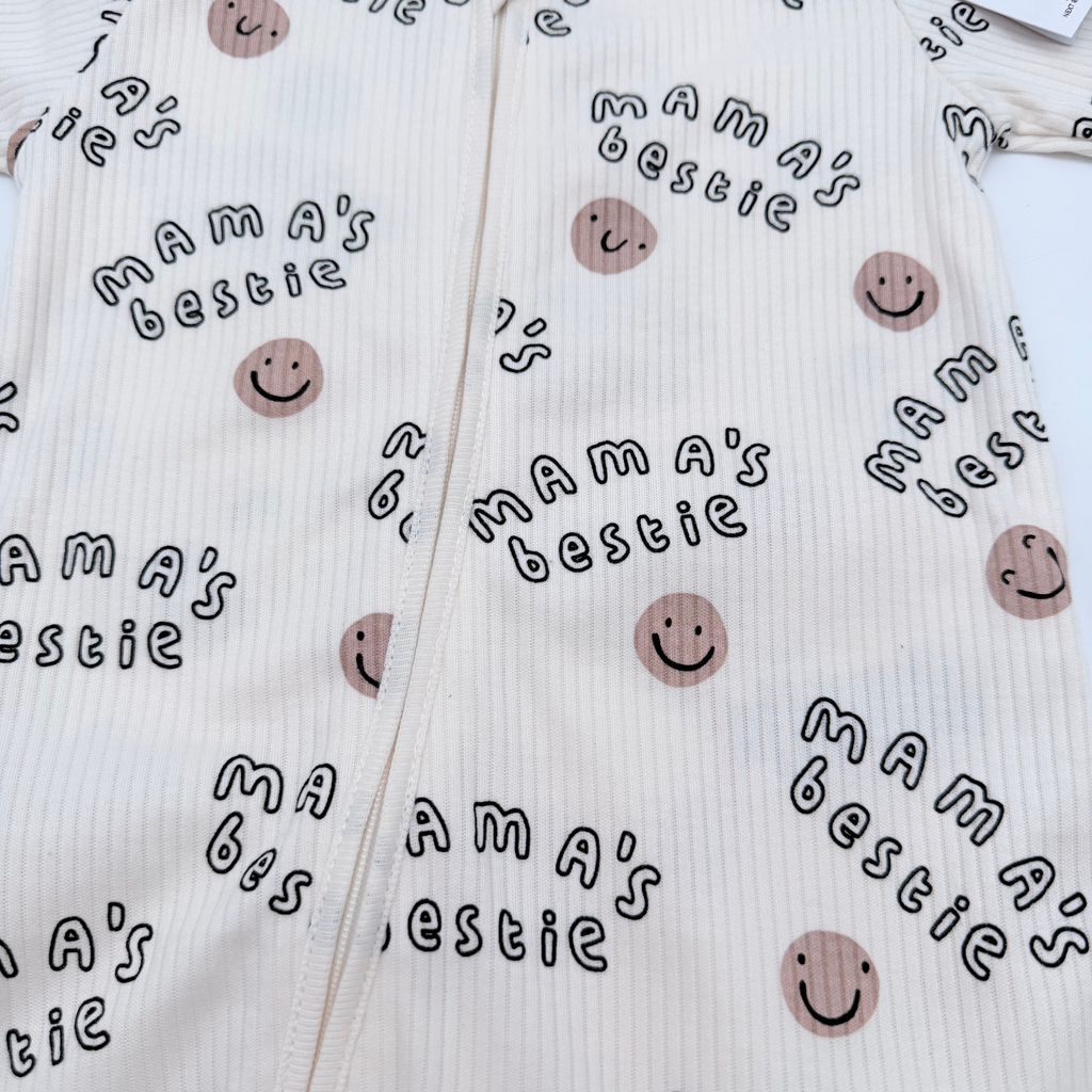Pyjama écru imprimé “Mama’s bestie” - 0-3 mois