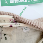 Ensemble bébé robe fleurie et pull sans manches beige - 6 mois