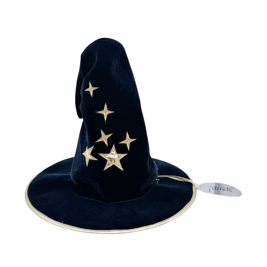 Chapeau de magicien bleu marine à étoiles dorées - 4-6 ans