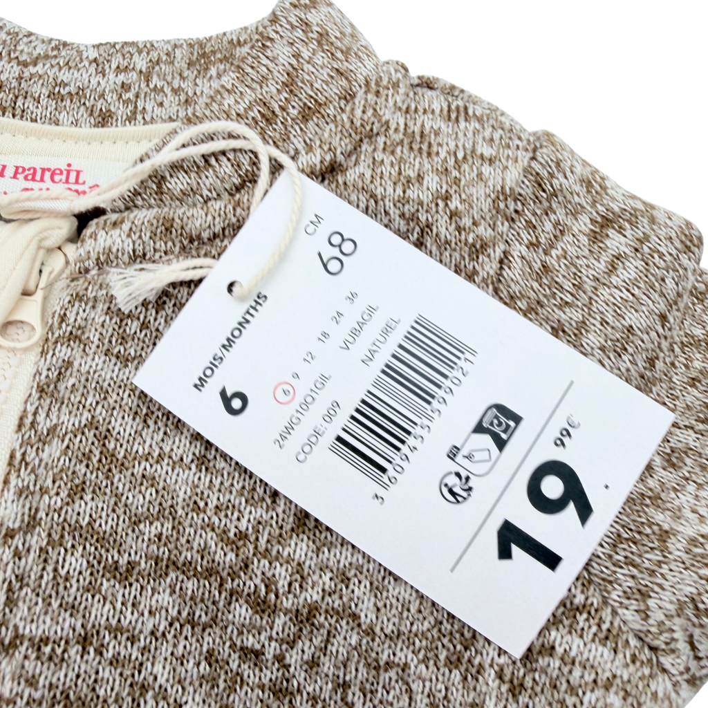 Gilet marron chiné à motifs animaux - 6 mois