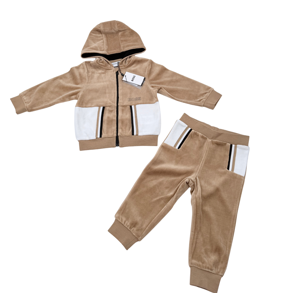 Ensemble jogging éponge beige à capuche - 18 mois