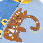 Gilet zippé bleu et jaune motif léopard - 6 mois