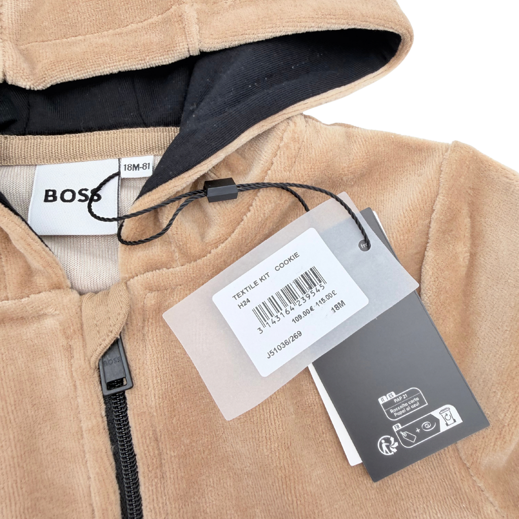 Ensemble jogging éponge beige à capuche - 18 mois