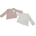 Lot de 2 t-shirts rose et écru à cœurs -6 mois