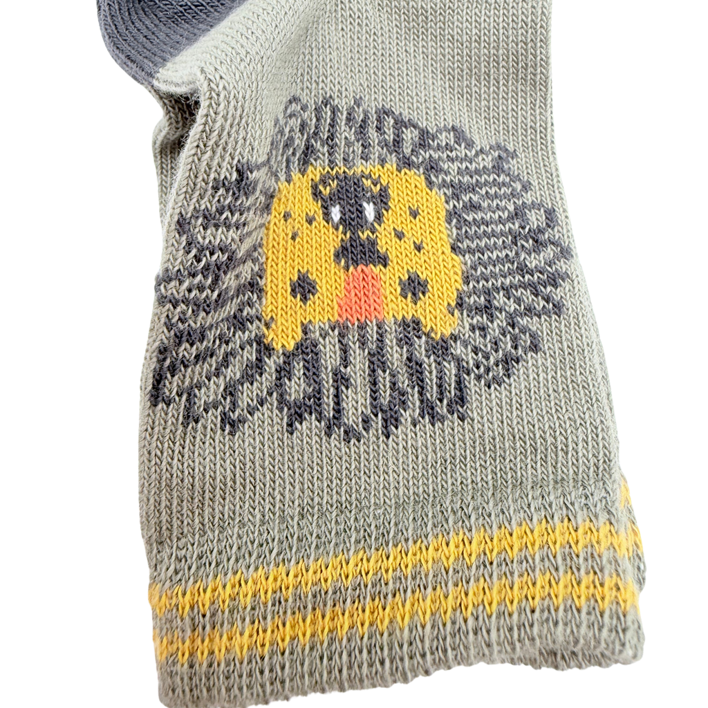 Chaussettes kaki en coton bio motif lion - 17-18