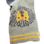 Chaussettes kaki en coton bio motif lion - 17-18