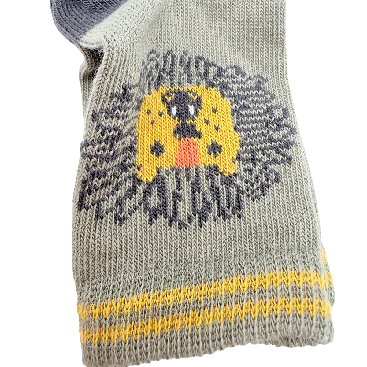Chaussettes kaki en coton bio motif lion - 17-18