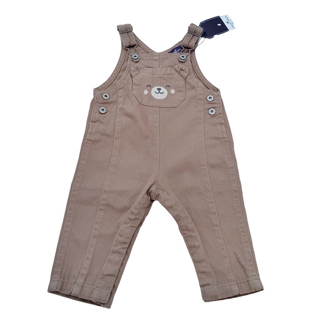 Salopette&nbsp;taupe à motif ourson - 6 mois