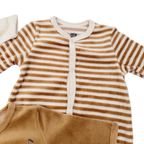 Lot de 3 pyjamas en velours beige et écru - 1 mois