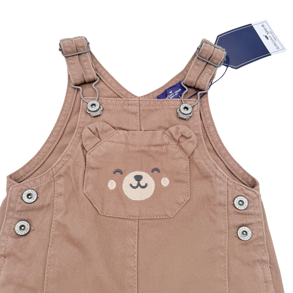 Salopette&nbsp;taupe à motif ourson - 6 mois