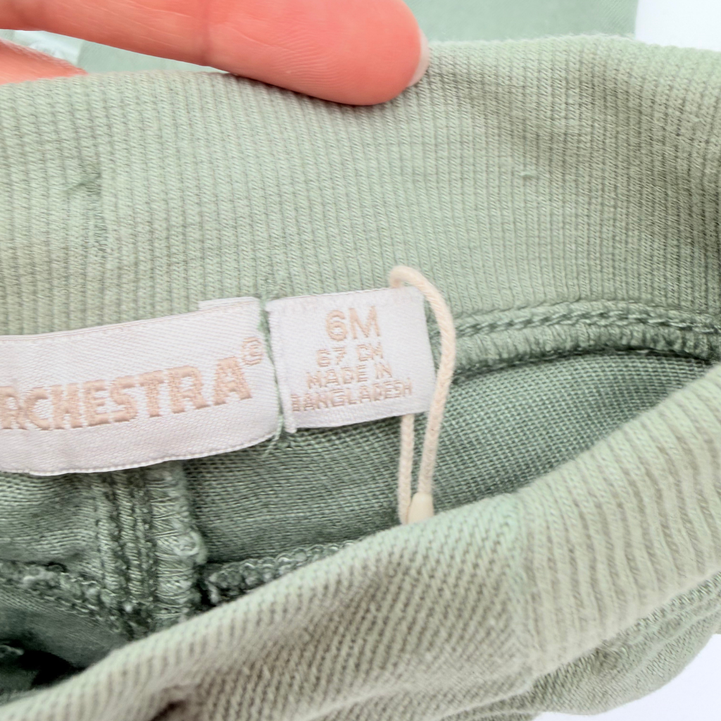 Pantalon bébé en denim vert kaki - 6 mois