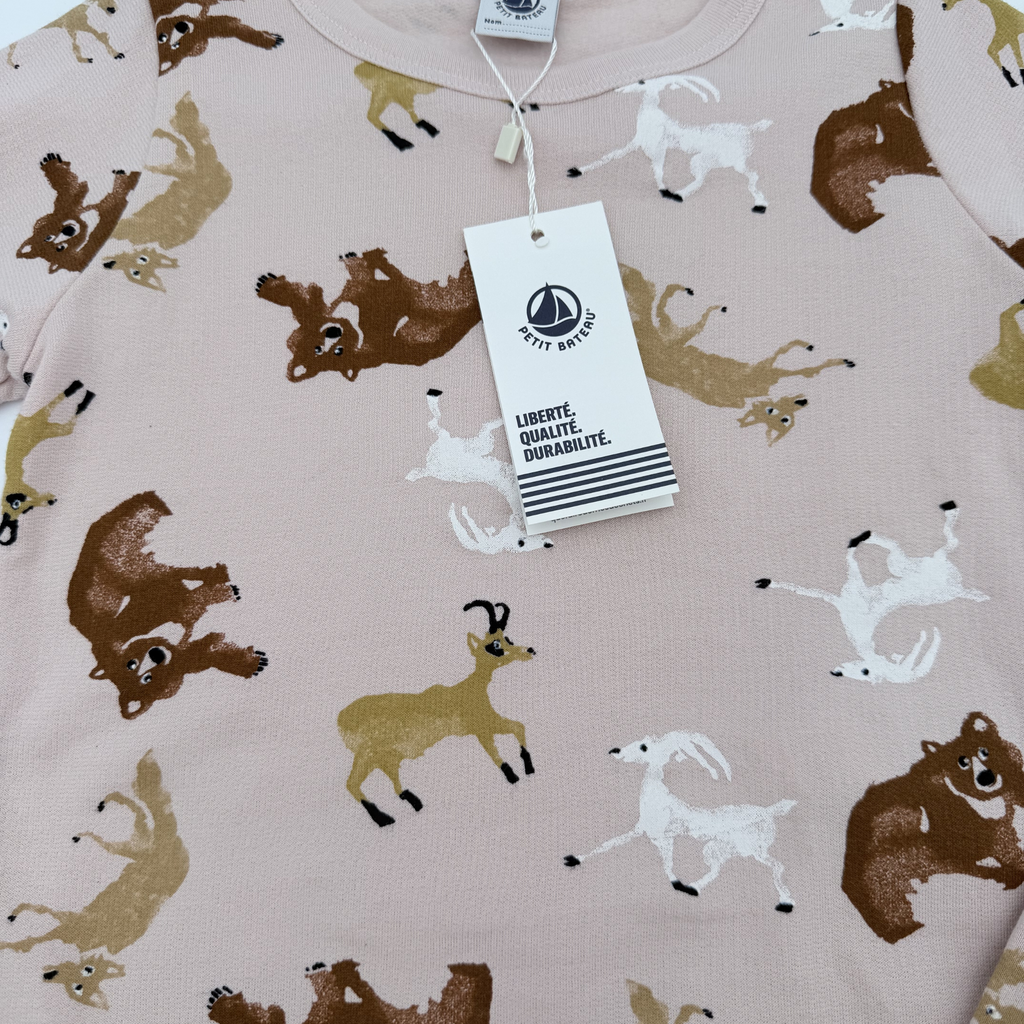 Pyjama beige rosé imprimé animaux — 24 mois