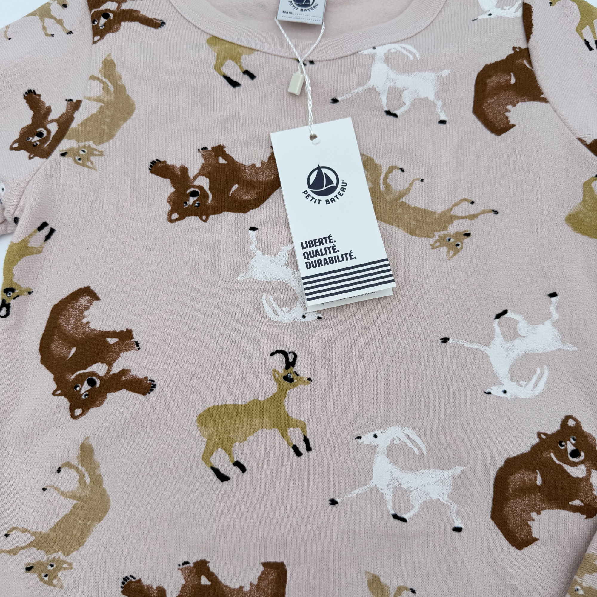 Pyjama beige rosé imprimé animaux — 24 mois