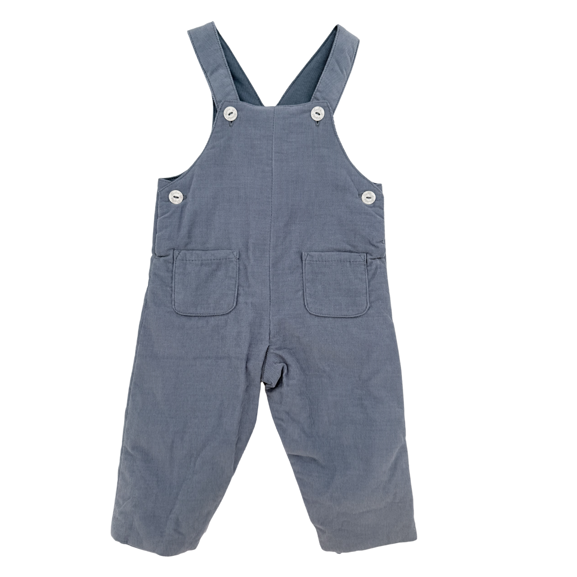 Salopette bébé bleu gris en velours côtelé — 6 mois