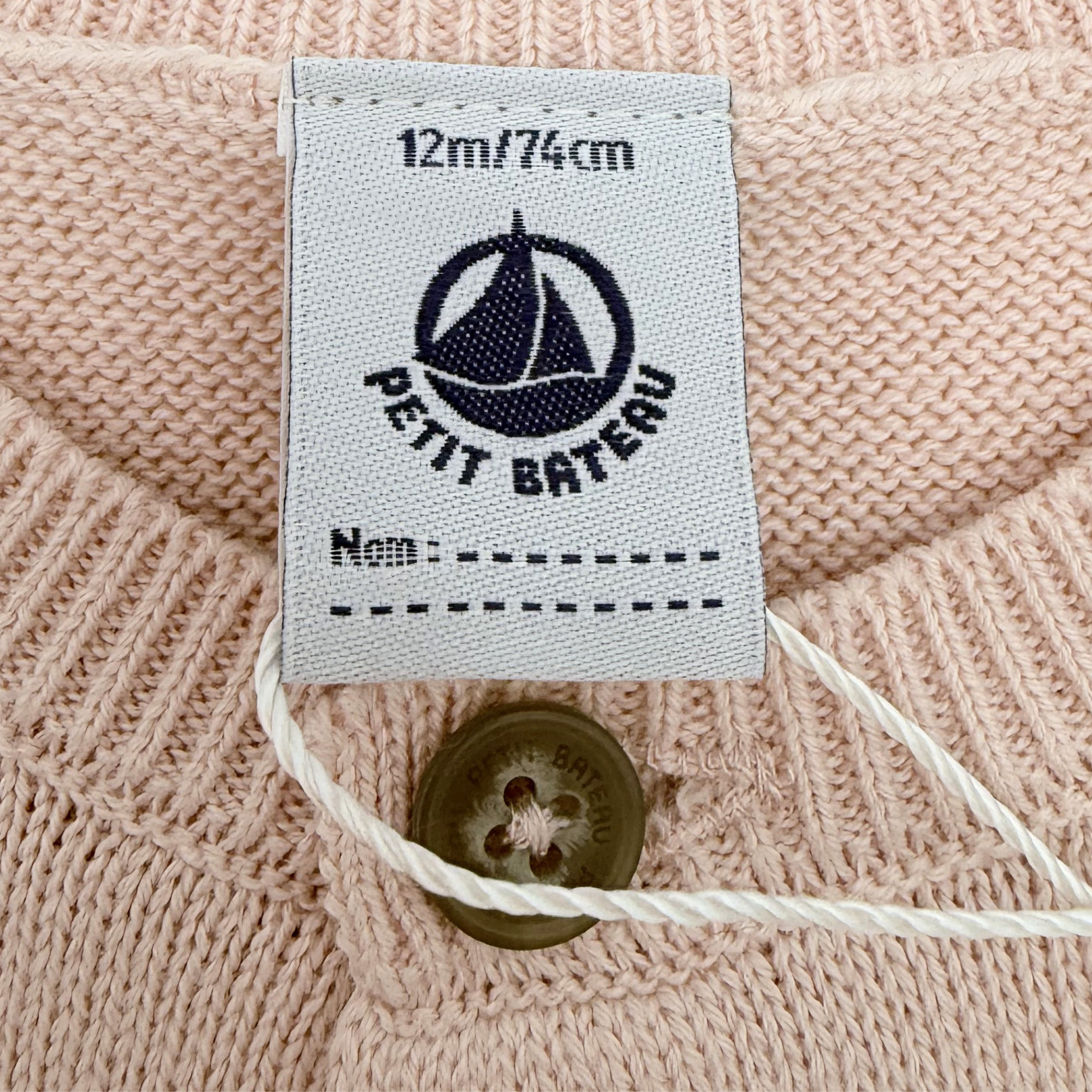 Gilet en maille ajourée rose pâle — 12 mois