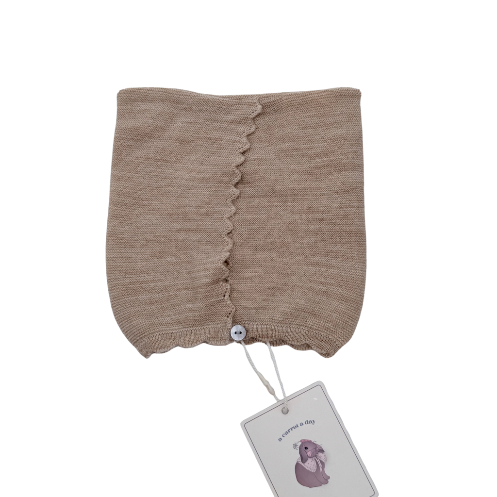 Béguin bébé beige en laine mérinos - 3-6 mois
