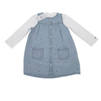 Robe en jean clair brodée et body — 2 ans