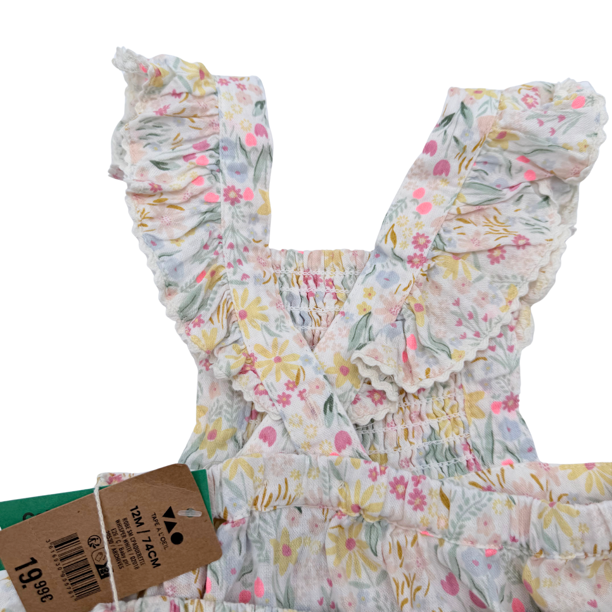 Robe bébé fleurie avec bloomer assorti - 12 mois