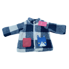 Veste bébé en sherpa à carreaux bleus et poches fantaisie - 6 mois