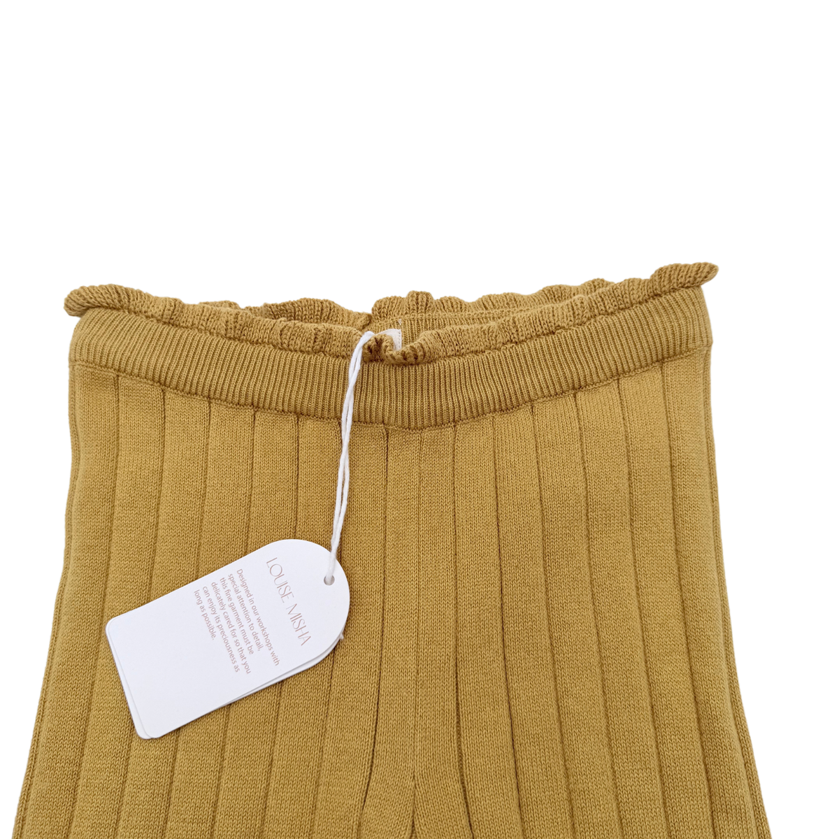 Legging moutarde en maille côtelée avec pompons - 8 ans