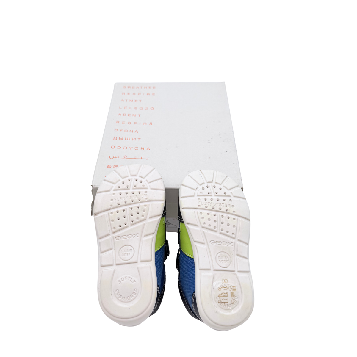 Baskets montantes enfant bleues et vertes à scratchs – 20