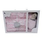 Coffret couverture et doudou ours rose