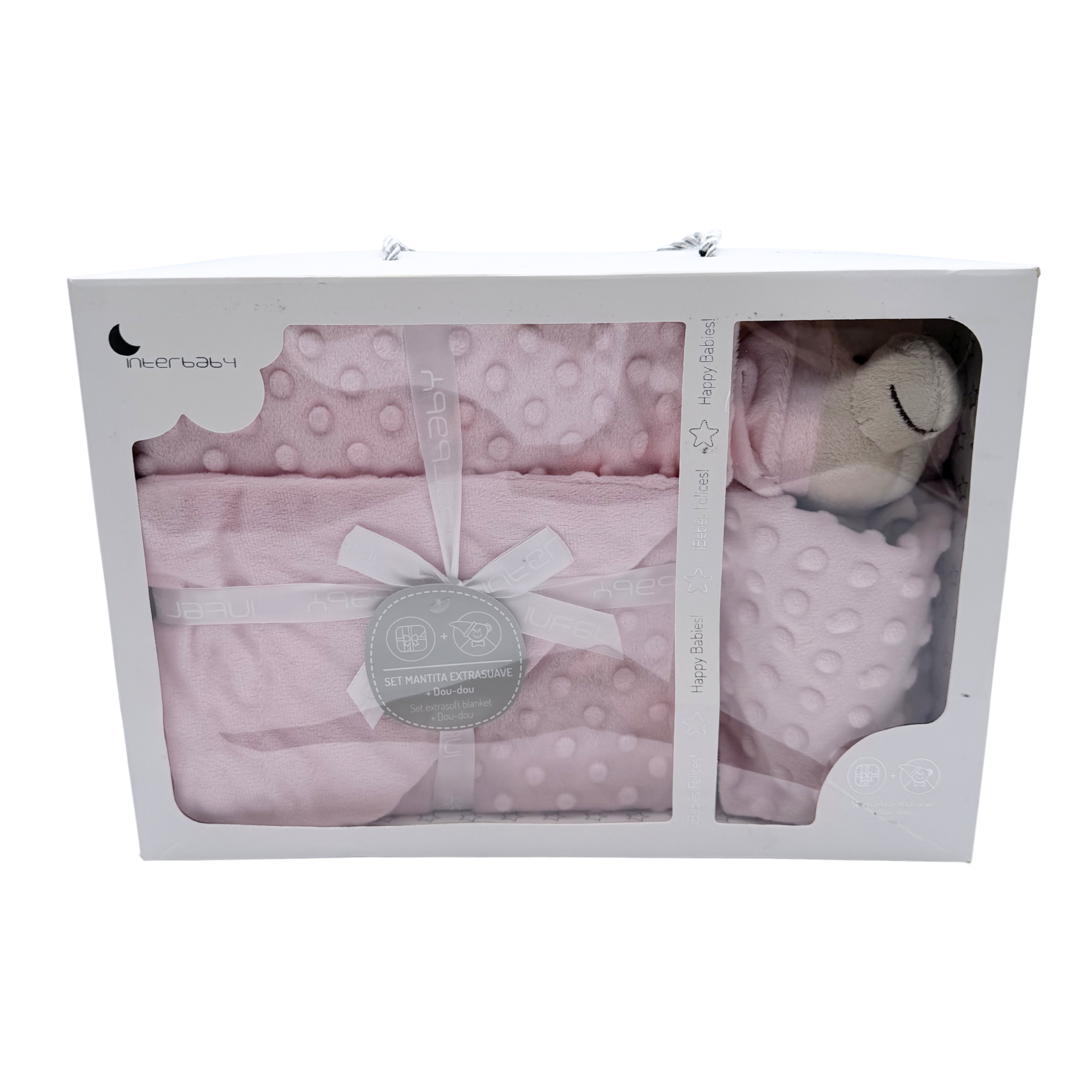 Coffret couverture et doudou ours rose