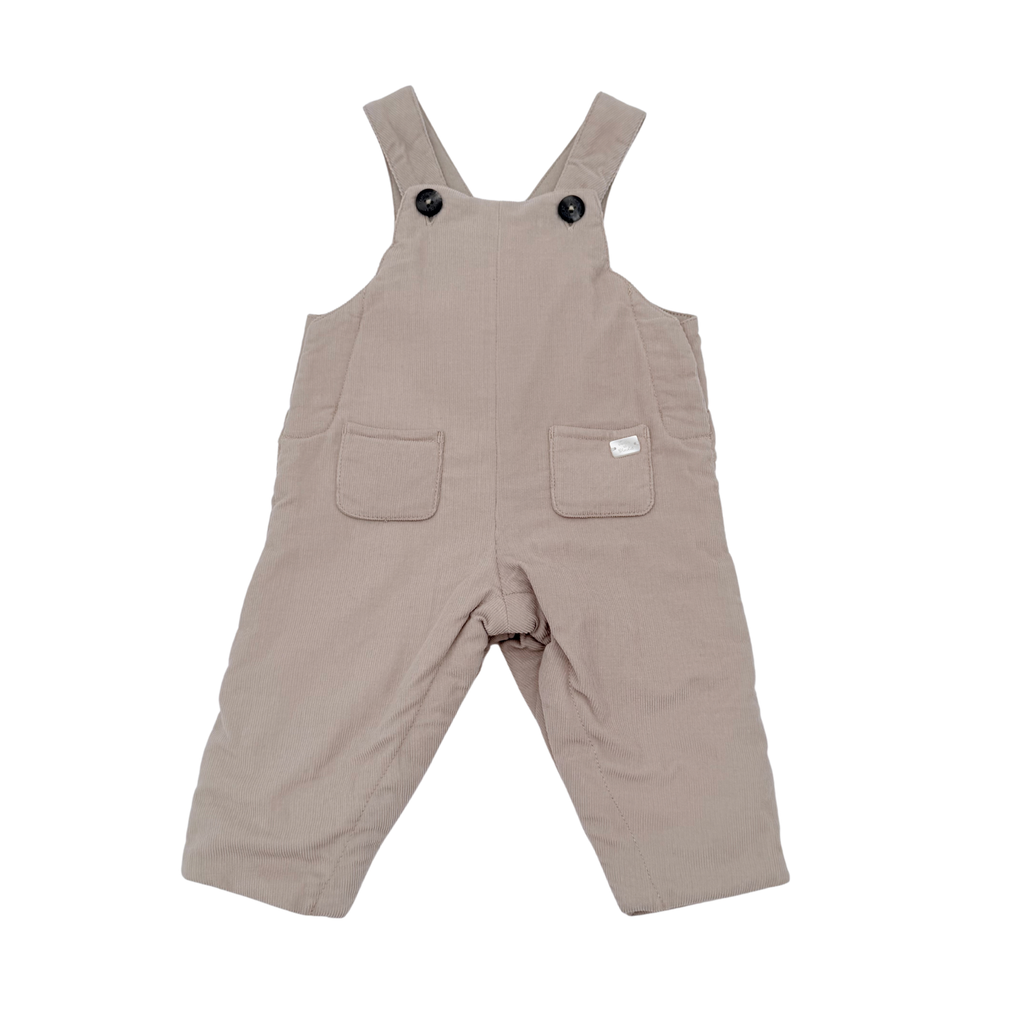 Salopette bébé beige en velours côtelé - 3 mois
