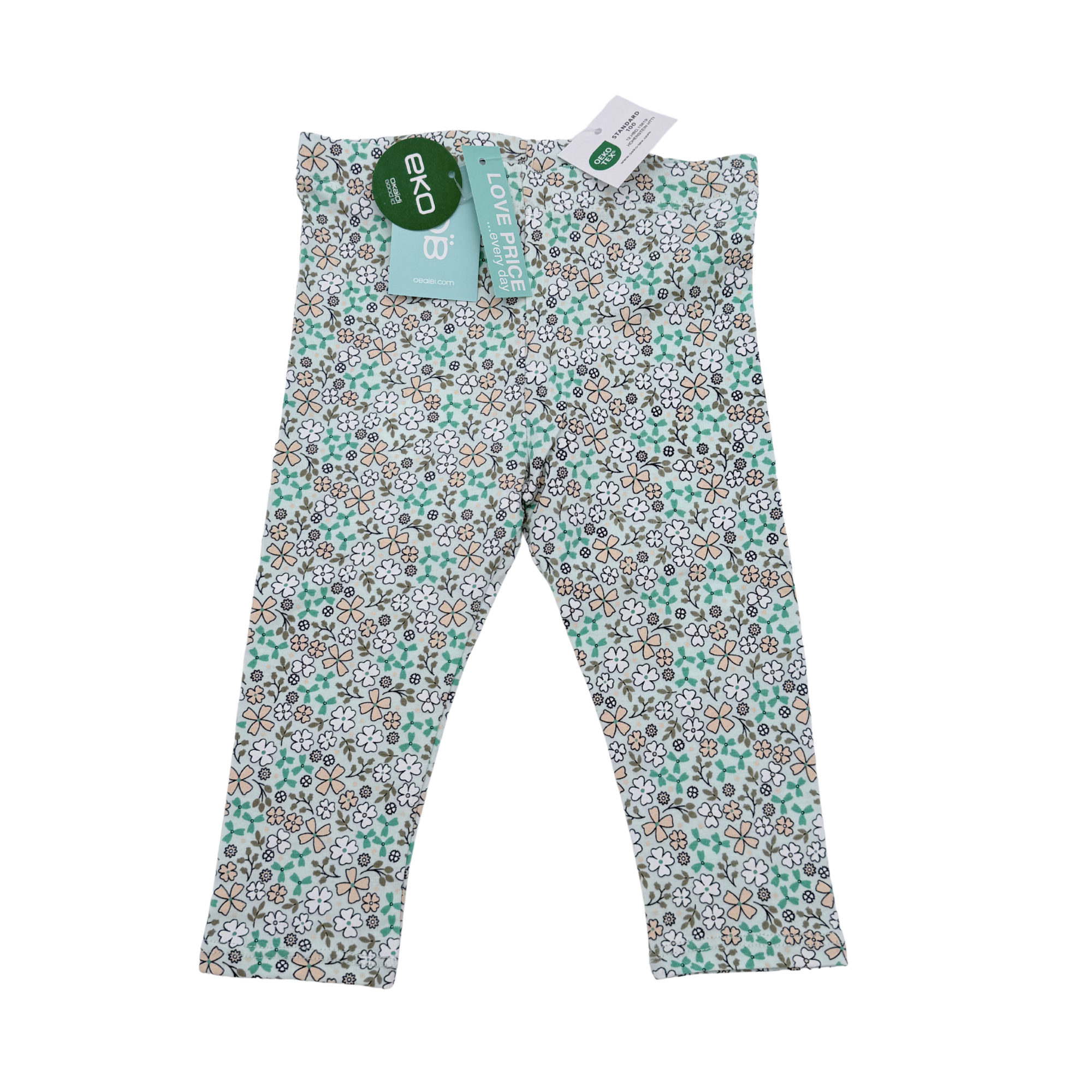 Legging fleuri vert d’eau — 12 mois