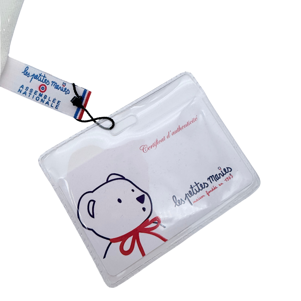 Doudou lapin Pitola tricolore bleu blanc rouge