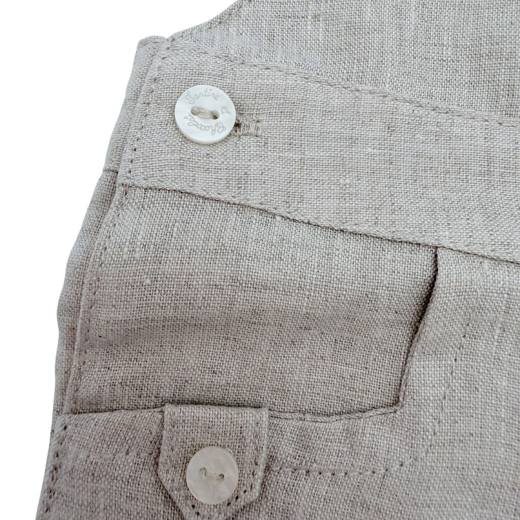 Salopette courte lin beige — 18 mois