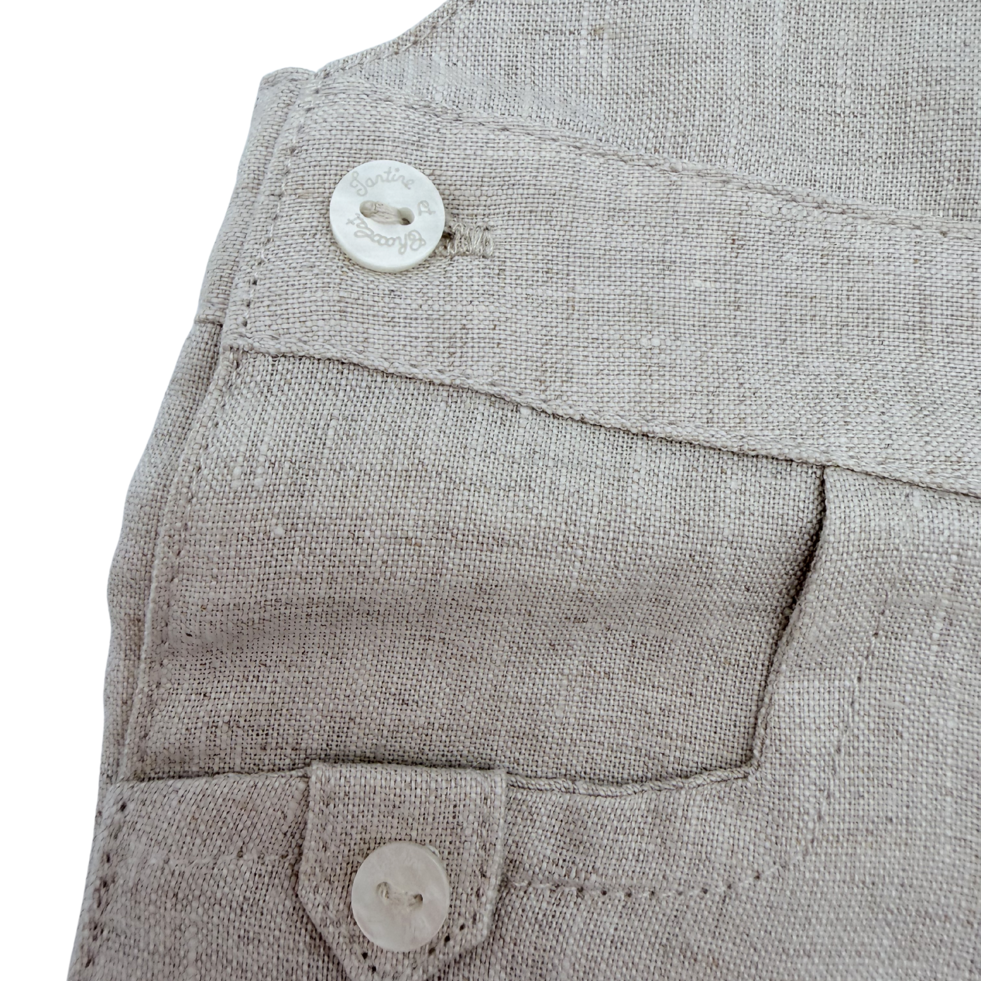 Salopette courte lin beige — 18 mois