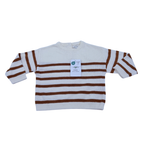 Pull marinière écru et camel en maille — 24 mois