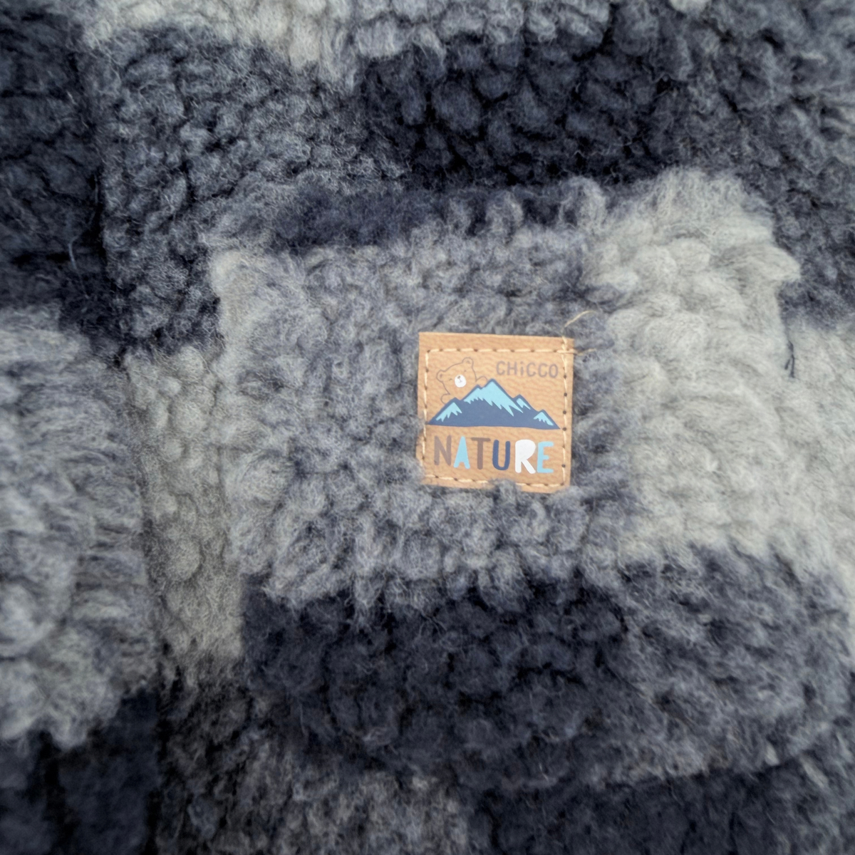 Manteau bébé en fausse fourrure à carreaux bleus - 15 mois