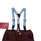 Pantalon bordeaux à bretelles - 6 mois