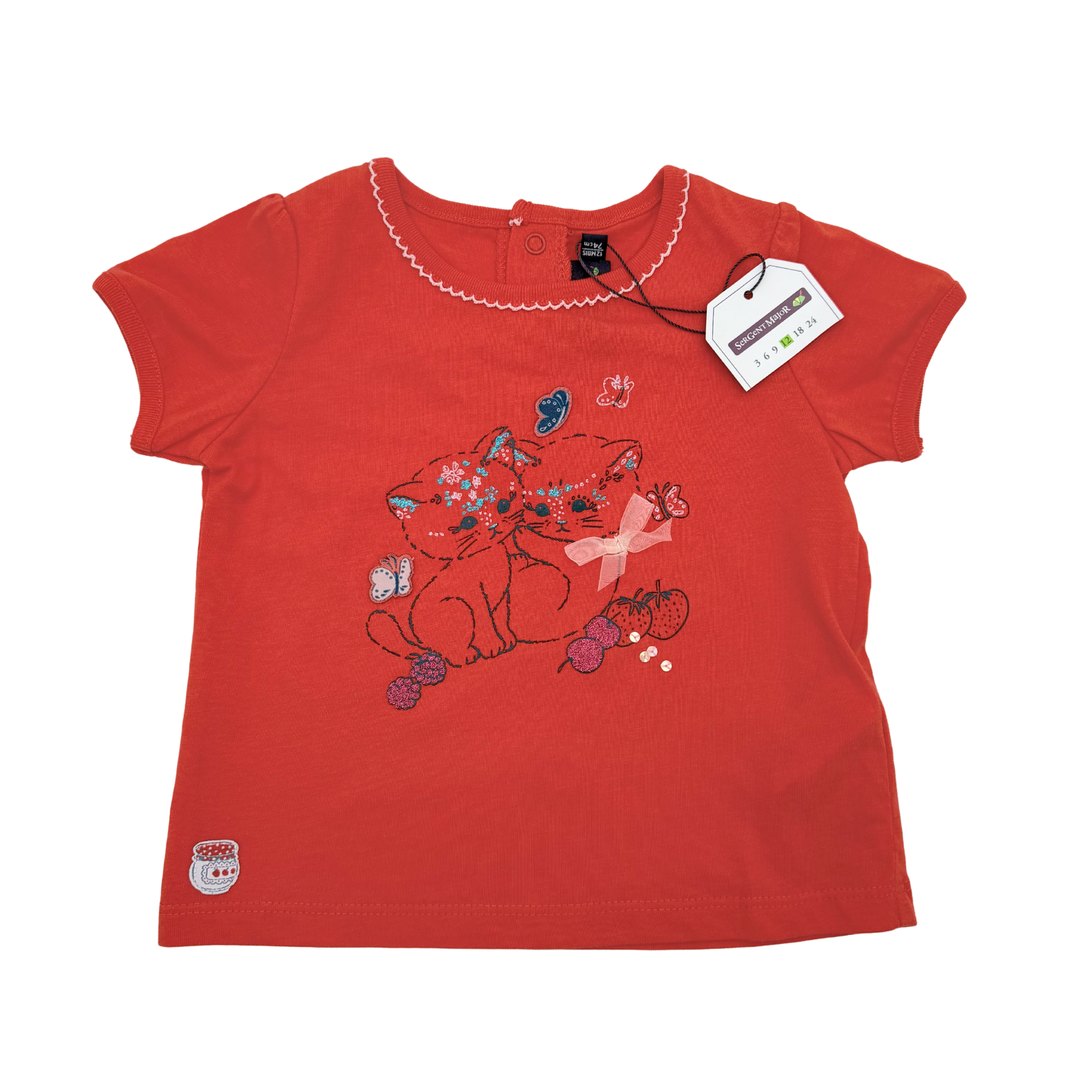 T-shirt corail chatons — 12 mois