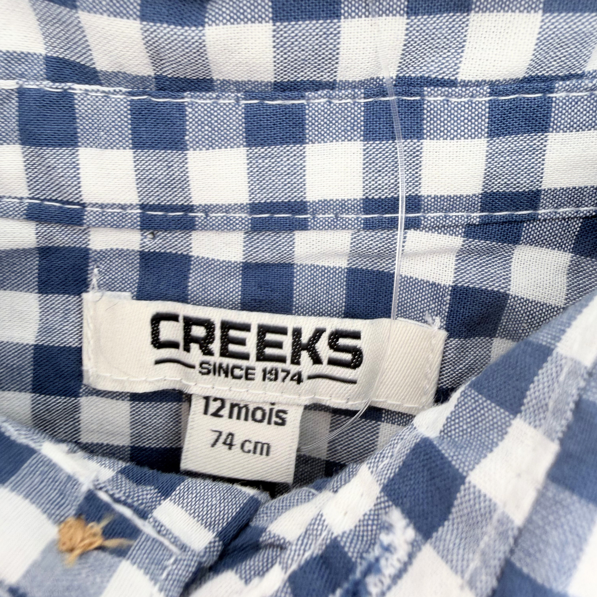 Chemise à carreaux bleu marine et blanc — 12 mois