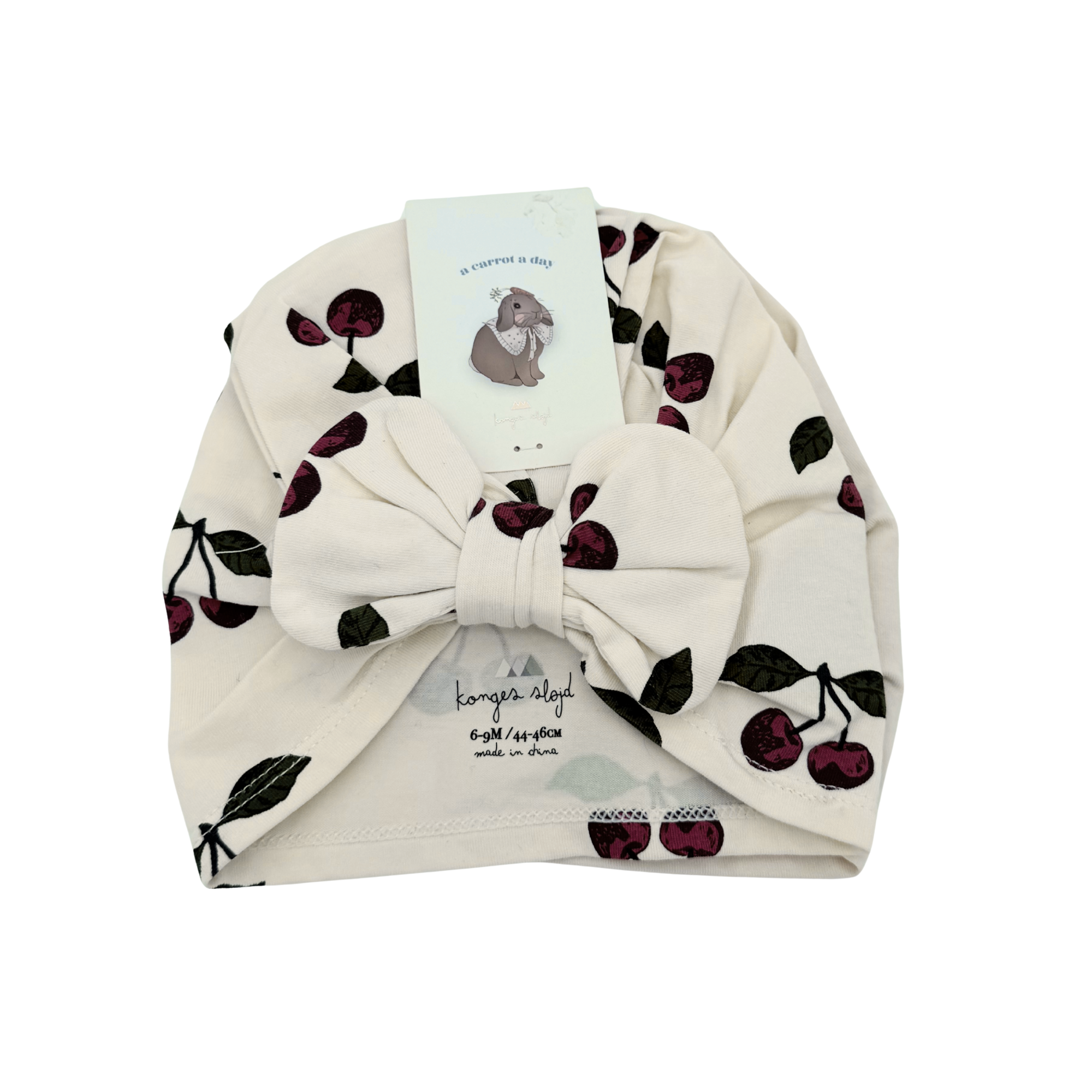 Lot de 2 bonnets bébé à nœud cerises — 6-9 mois