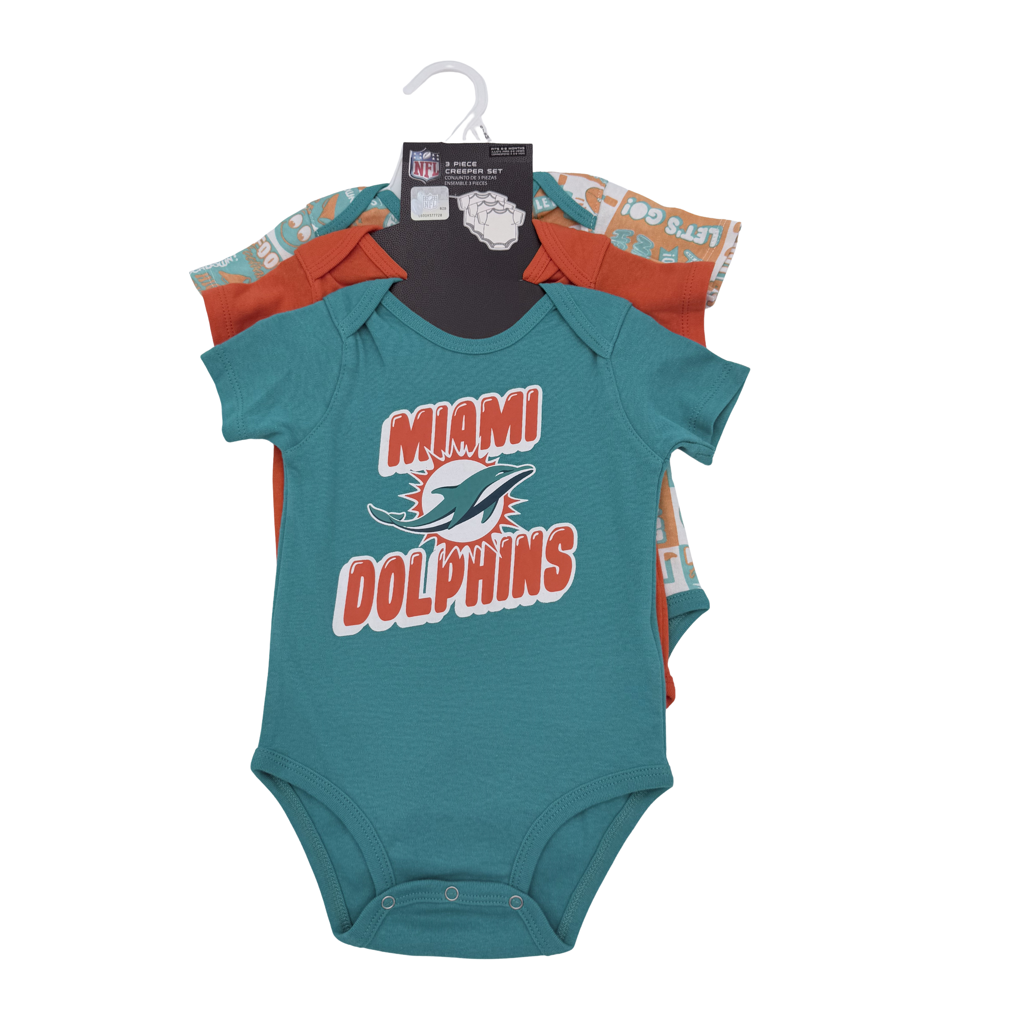 Lot de 3 bodies Miami Dolphins manches courtes — 6 mois