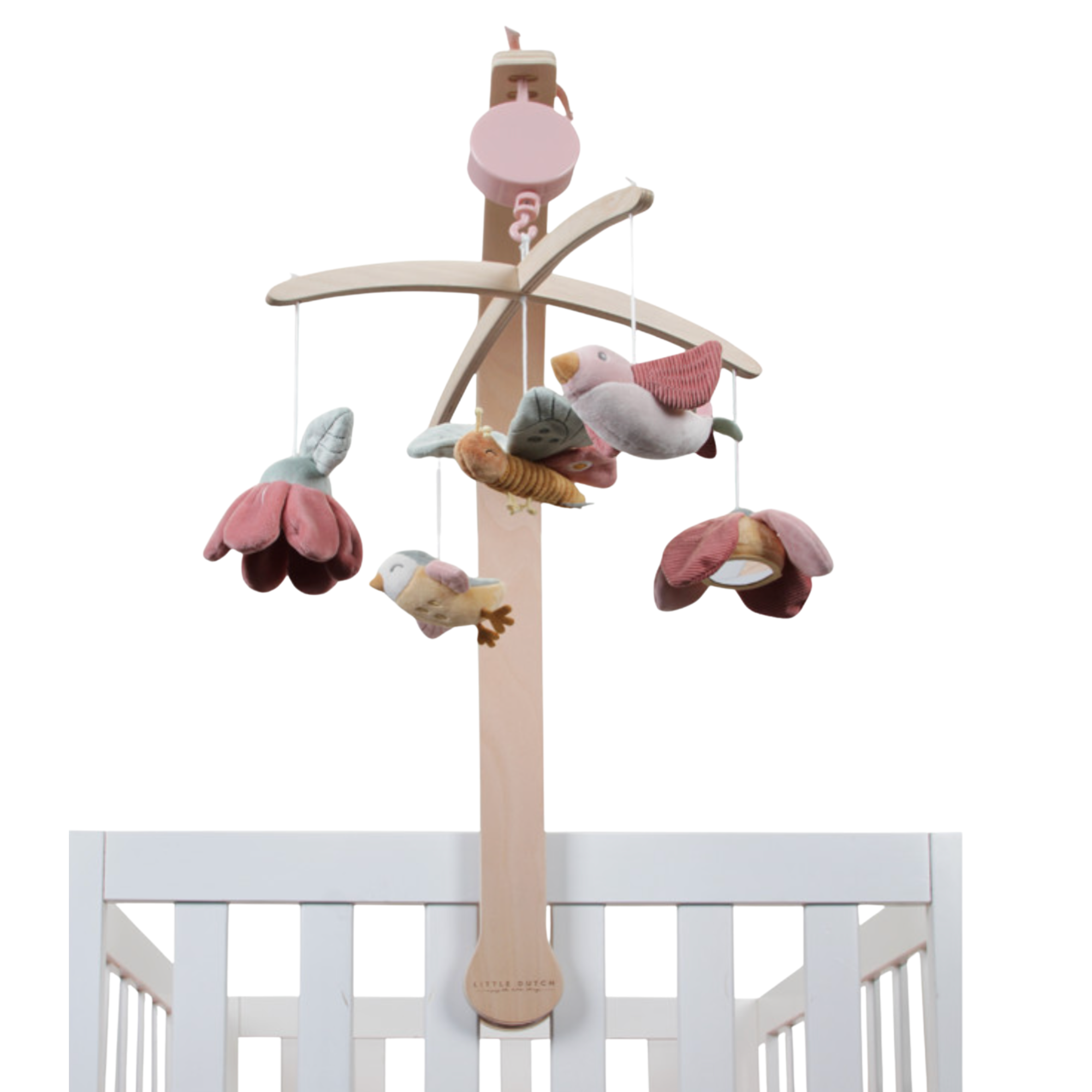 Mobile musical fleurs et papillons rose