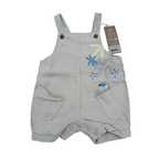 Salopette short en lin beige imprimé tropical — 6 mois