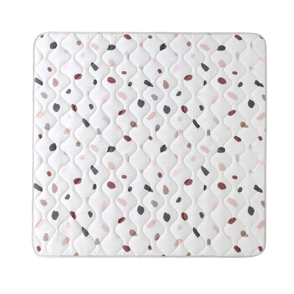 Tapis de jeu bébé carré matelassé Confetti Multicolore — 127x127 cm