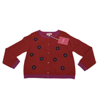 Gilet rouge fleurs — 3 ans