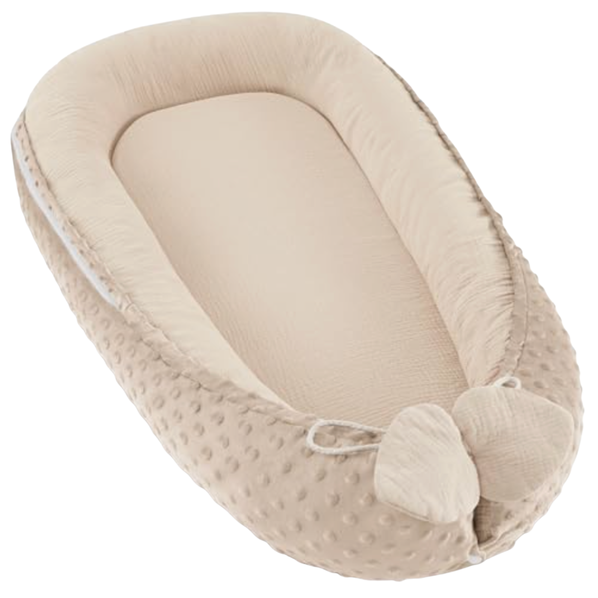 Réducteur de lit bébé beige en minky 90 × 50 cm