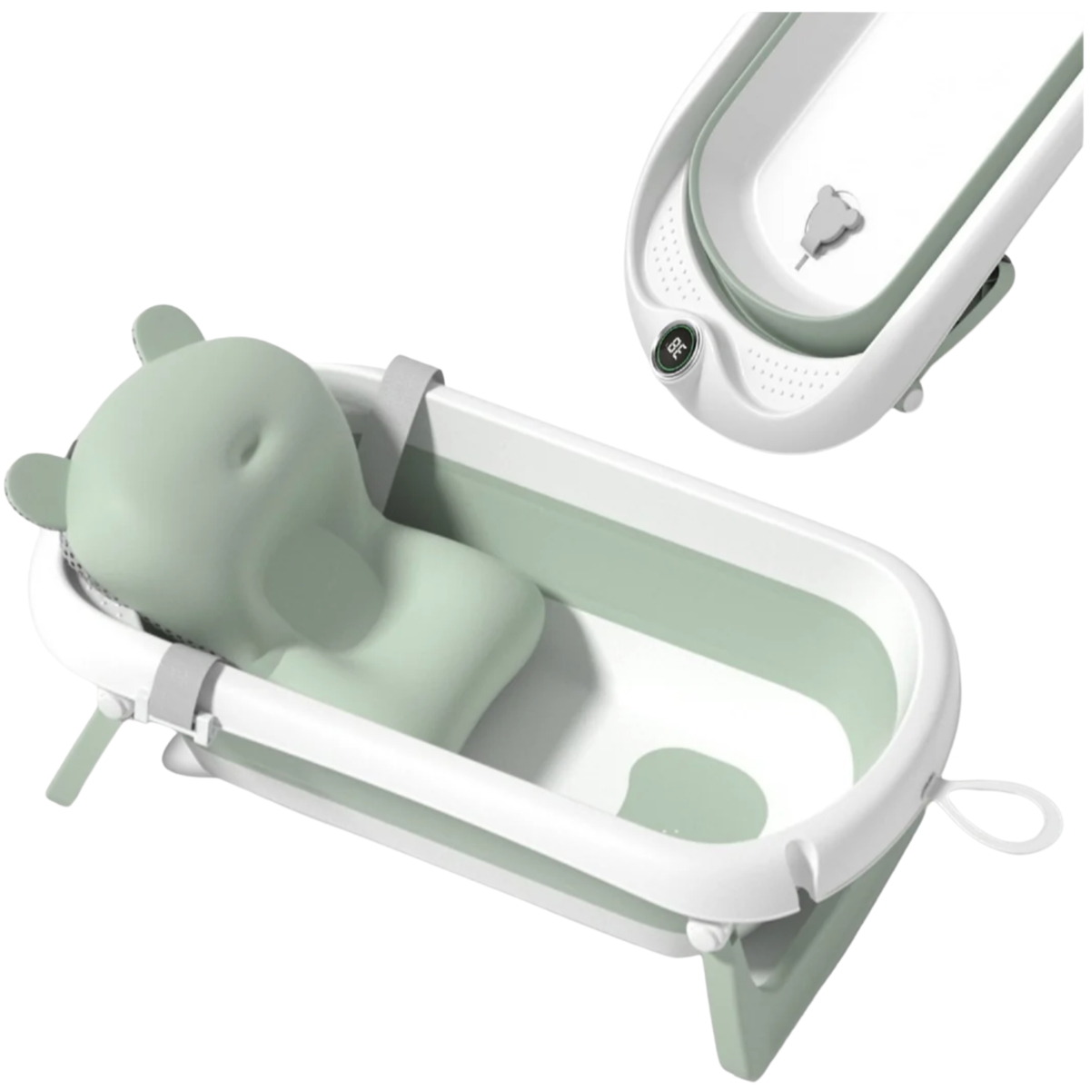 Baignoire bébé pliable avec transat et thermomètre