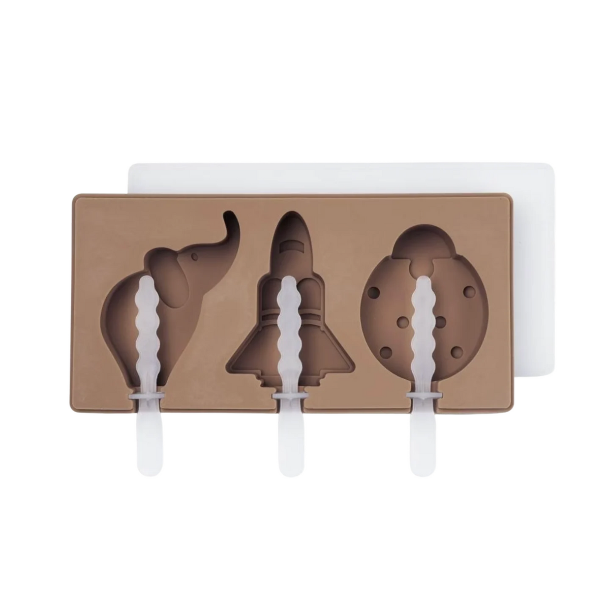 Moule à glaces enfant en silicone marron – 3 formes